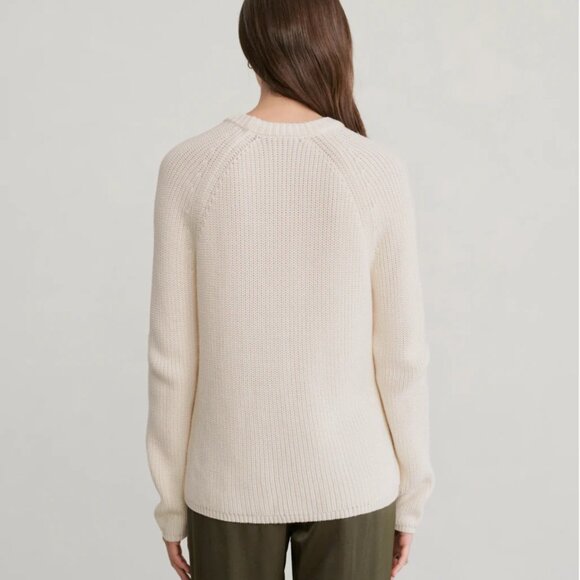 Jenni Kayne Cotton Fisherman Sweater, Size XL (Extra Large), Ivory/off white - Picture 3 of 8